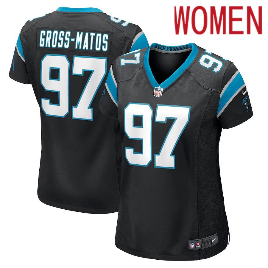 Women Carolina Panthers 97 Yetur Gross-Matos Nike Black Game NFL Jersey
